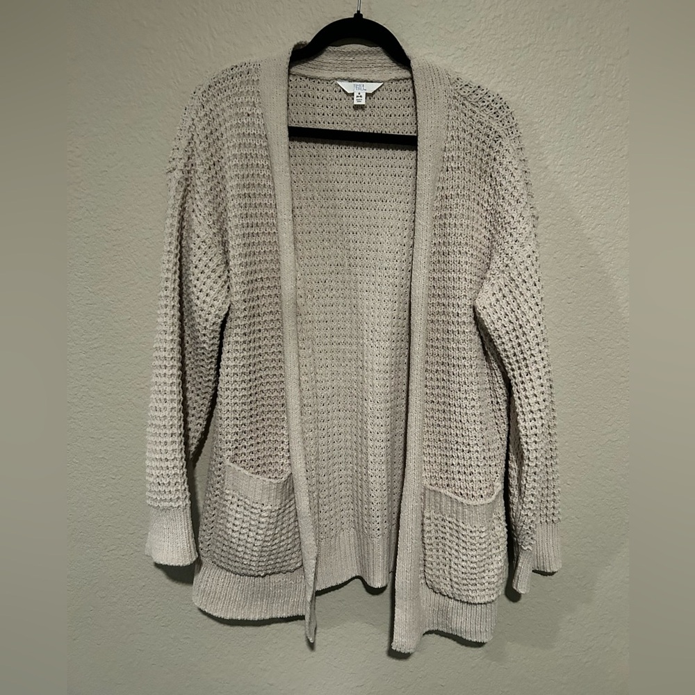 Time and Tru Women's Beige Open-Front Cardigan